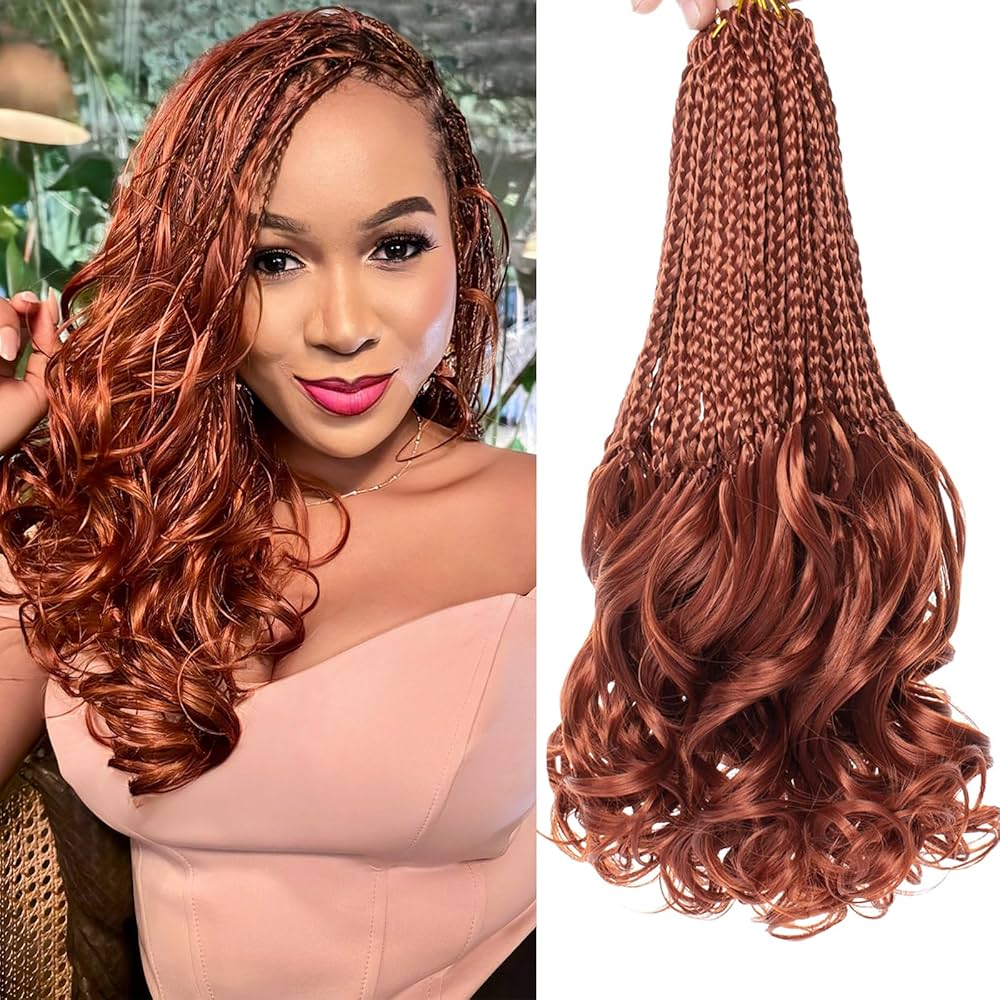 18” 24” Crochet Box Braids Hair with French Curl Ends Blonde P27/613 Bug Ginger Synthetic Pre Looped French Curls Braiding Hair